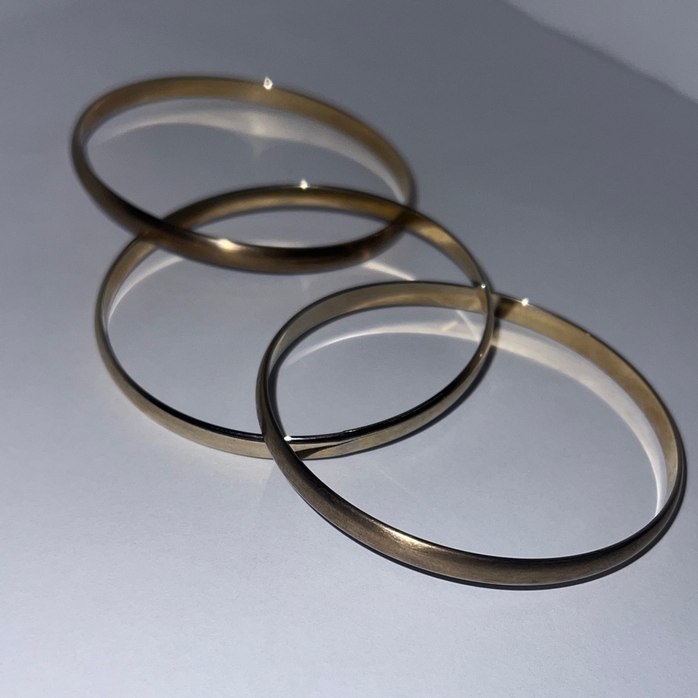 Goldtone Bangle Trinity Set of 3 Attached Banhle Bracelets